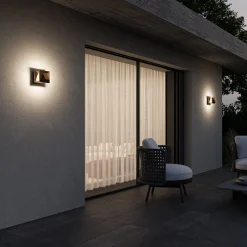 LED-seinävalaisin Aura Edge, ulkonema 20 cm, antiikkimessinki, IP65