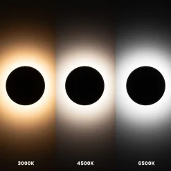 LED-seinävalaisin Disk, Ø 25 cm, musta, muovi, IP65, CCT