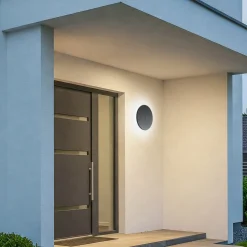 LED-seinävalaisin Disk, Ø 25 cm, musta, muovi, IP65, CCT