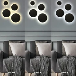 LED-seinävalaisin Disk, Ø 25 cm, musta, muovi, IP65, CCT