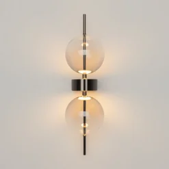 LED-seinävalaisin DOUBLE MOON, savuharmaa, korkeus 43 cm, lasi