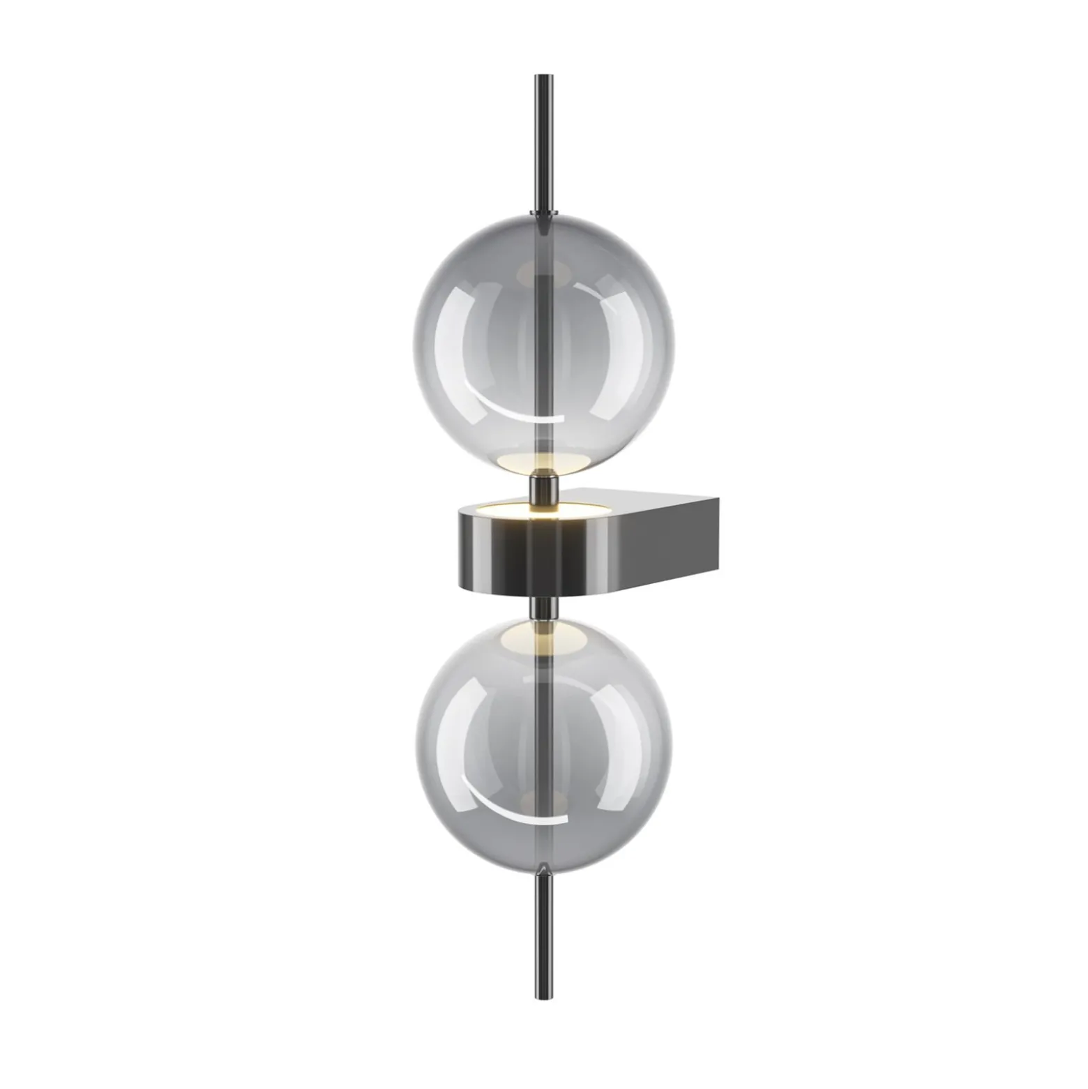 LED-seinävalaisin DOUBLE MOON, savuharmaa, korkeus 43 cm, lasi