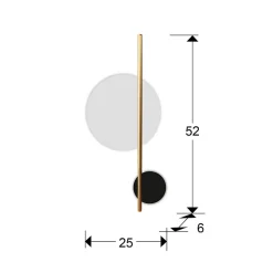 LED-seinävalaisin Duo, korkeus 52 cm, musta/kulta, metalli