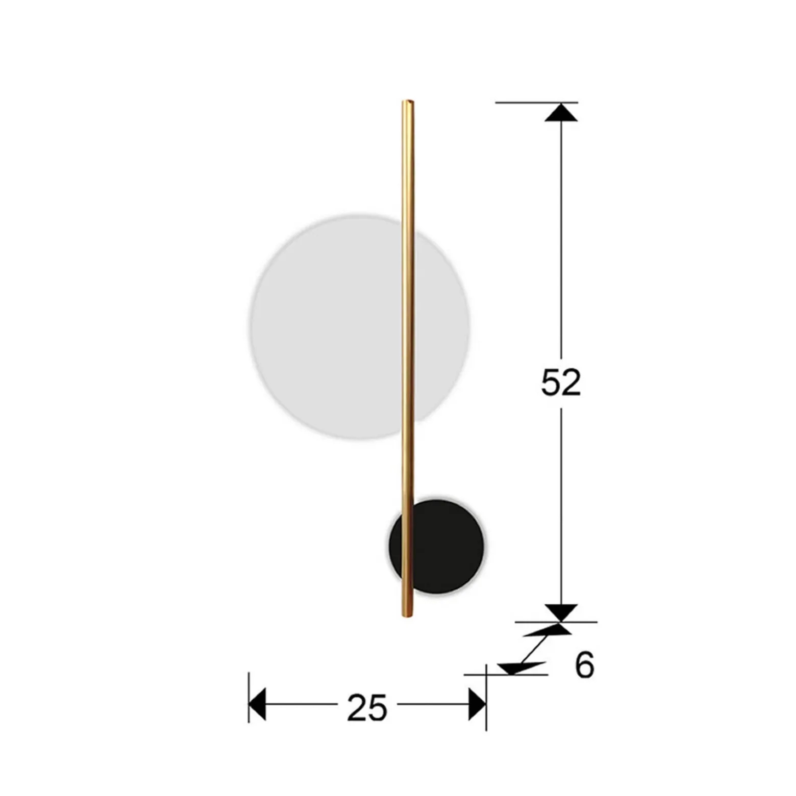 LED-seinävalaisin Duo, korkeus 52 cm, musta/kulta, metalli