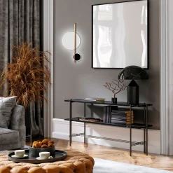 LED-seinävalaisin Duo, korkeus 52 cm, musta/kulta, metalli