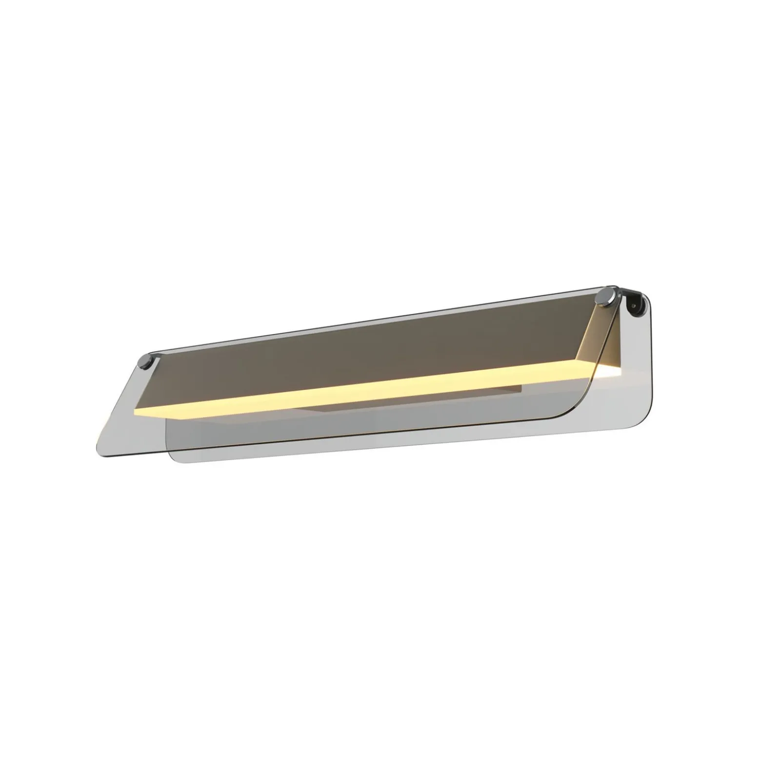 LED-seinävalaisin FLAT, harmaa/messinki, leveys 43 cm, lasi/metalli