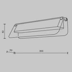 LED-seinävalaisin FLAT, keltainen/messinki, leveys 30 cm, lasi/metalli