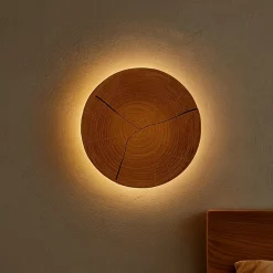 LED-seinävalaisin Havana S, puu/metalli, halkaisija 19 cm