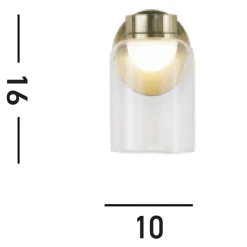 LED-seinävalaisin Highball, messingin värinen, IP44, lasi