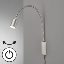 LED-seinävalaisin Justi, nikkelin värinen, korkeus 52 cm, metallia