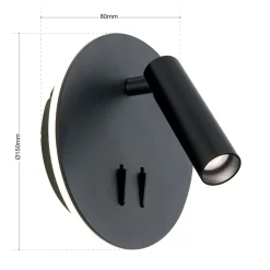 LED-seinävalaisin Lenny 2 valonlähteellä, musta