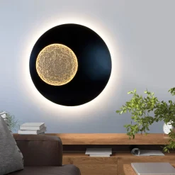 LED-seinävalaisin Luina, Ø 80 cm kultainen sisäosa