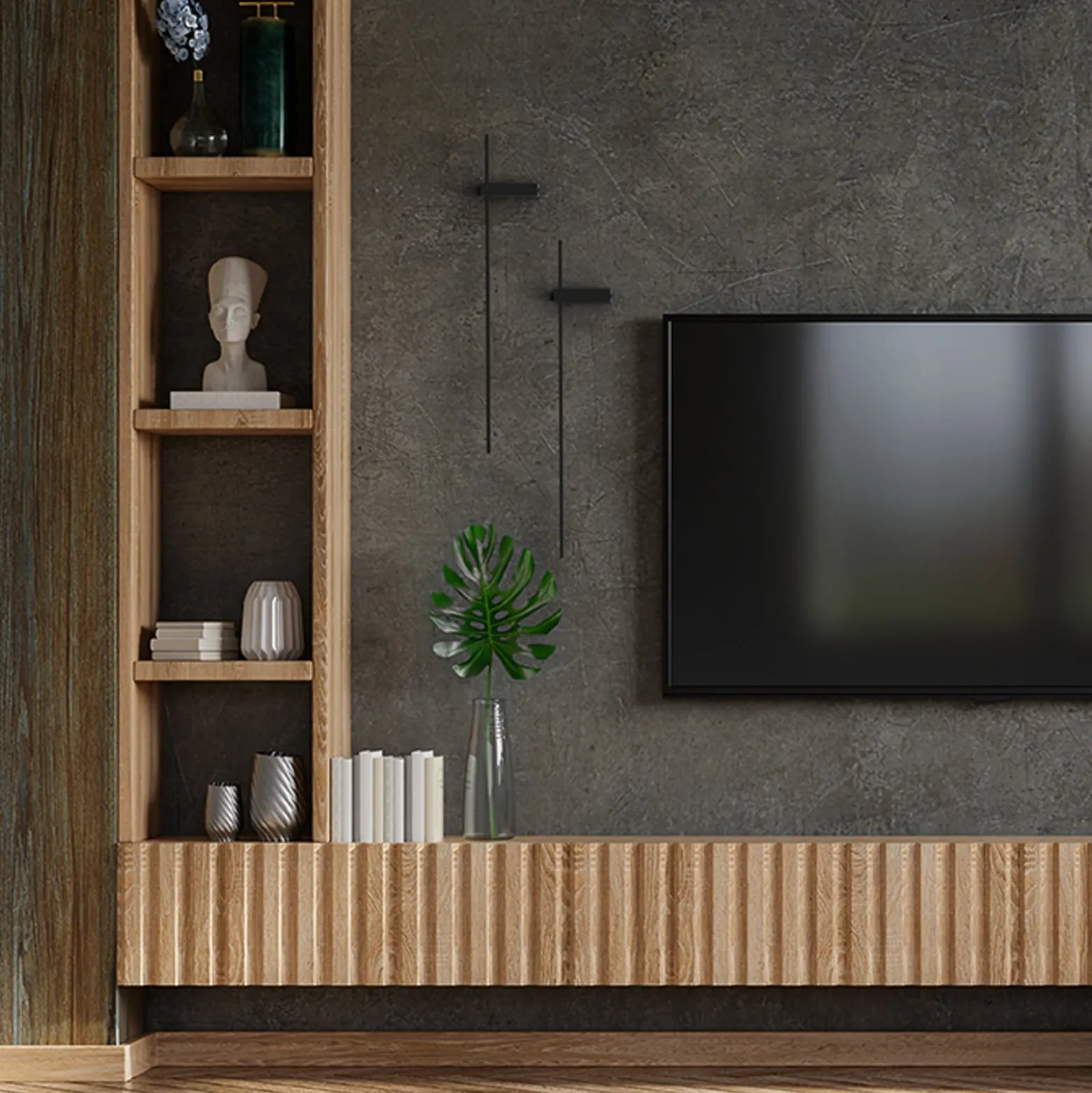 LED-seinävalaisin Motive L, 120 cm leveä, musta, metalli