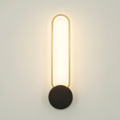 LED-seinävalaisin 23102, musta, kultainen rengas, alumiini