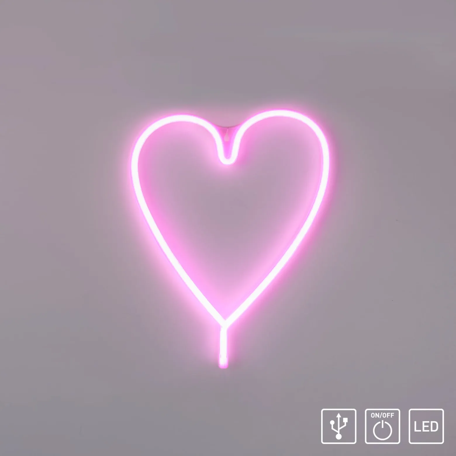 LED-seinävalaisin Neon Herz, USB