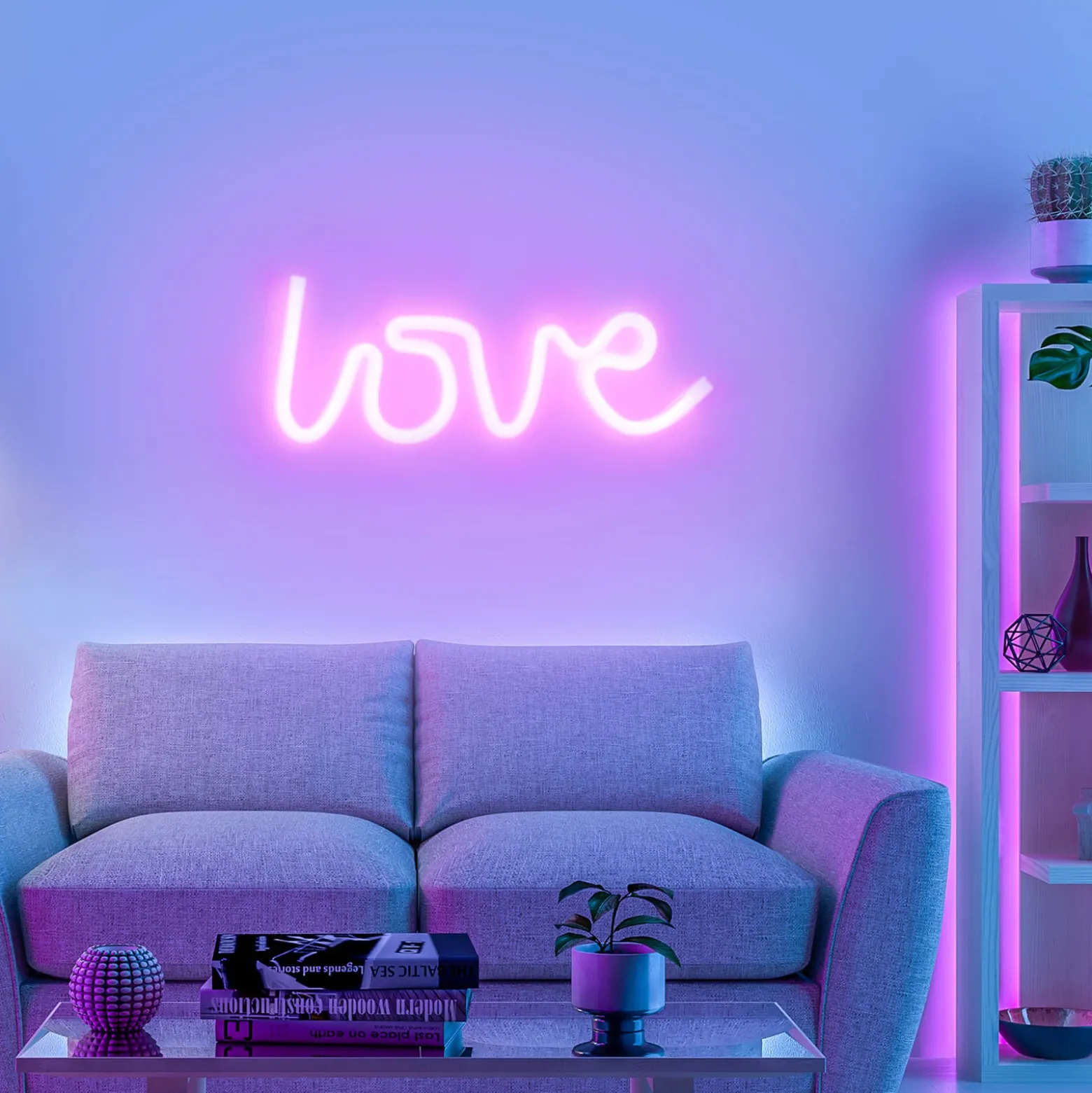 LED-seinävalaisin Neon Love, USB