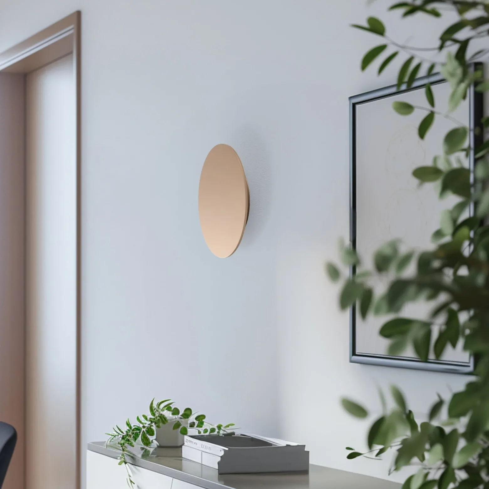 LED-seinävalaisin Orios Plus, kulta, Ø 30 cm, teräs