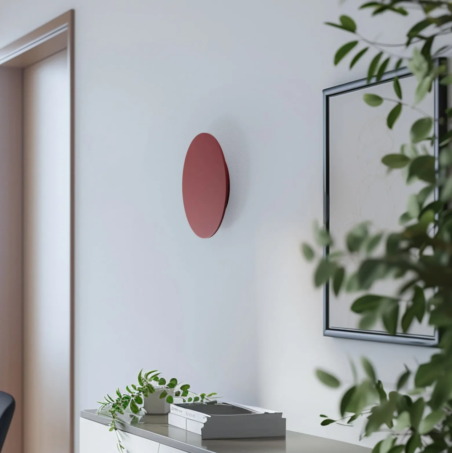 LED-seinävalaisin Orios Plus, punainen, Ø 30 cm, teräs