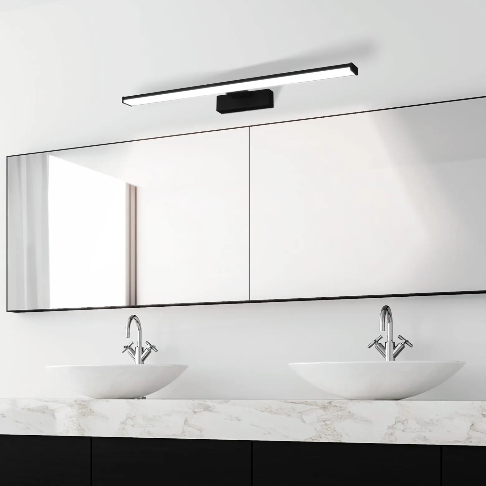 LED-seinävalaisin Pandella 1, pituus 60 cm, musta, alumiini