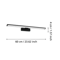 LED-seinävalaisin Pandella 1, pituus 60 cm, musta, alumiini