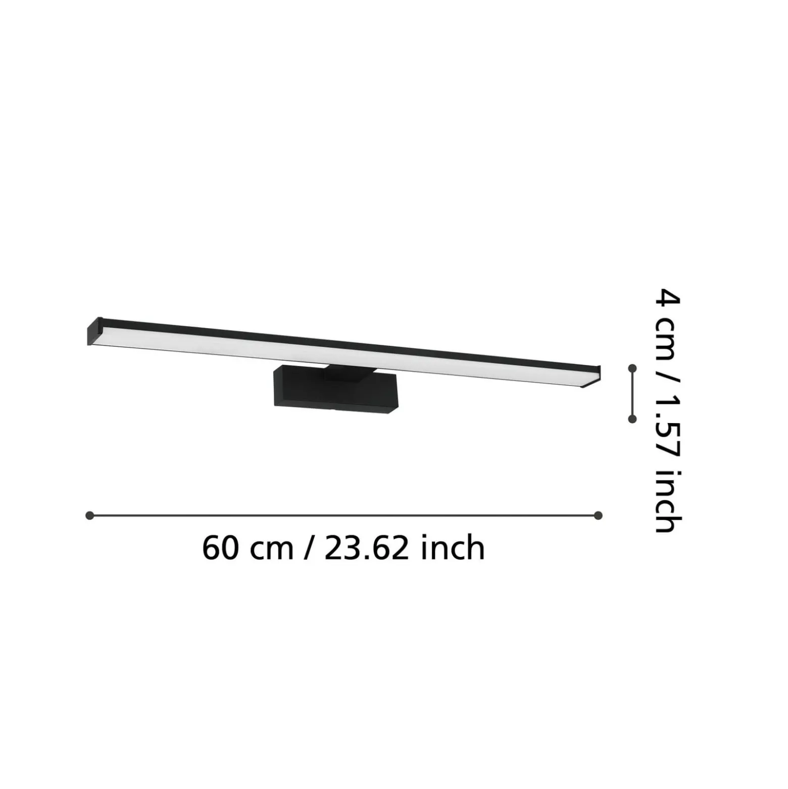 LED-seinävalaisin Pandella 1, pituus 60 cm, musta, alumiini