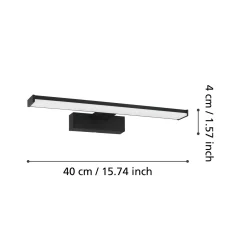 LED-seinävalaisin Pandella 1, pituus 40 cm, musta, alumiini