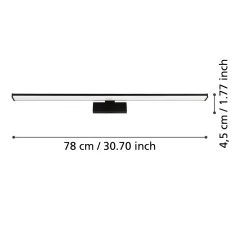 LED-seinävalaisin Pandella 1, pituus 78 cm, musta, alumiini