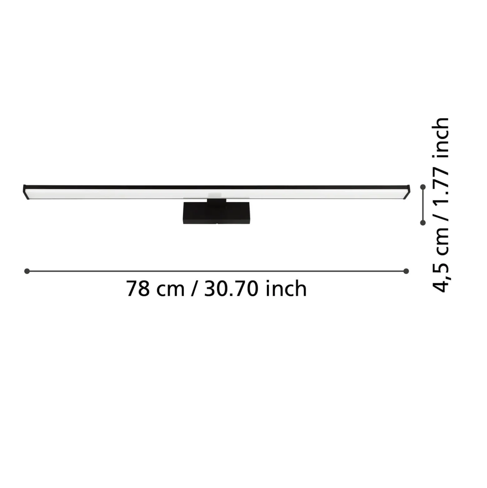 LED-seinävalaisin Pandella 1, pituus 78 cm, musta, alumiini