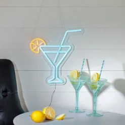LED-seinävalaisin Plexy, oranssi/sininen, cocktail-lasi, pistoke