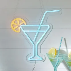 LED-seinävalaisin Plexy, oranssi/sininen, cocktail-lasi, pistoke