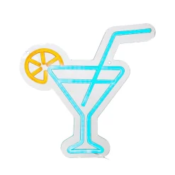 LED-seinävalaisin Plexy, oranssi/sininen, cocktail-lasi, pistoke