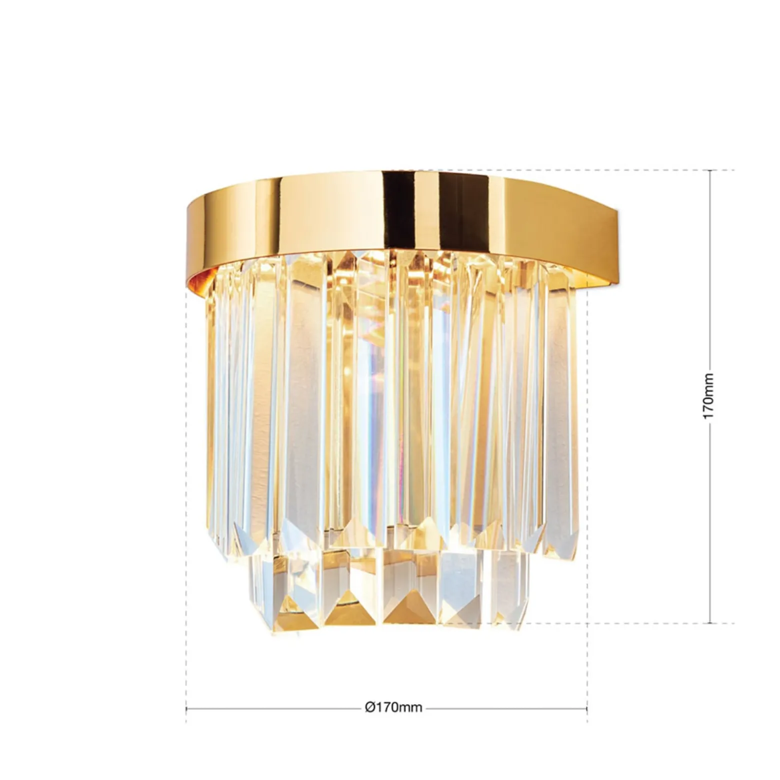 LED-seinävalaisin Prism, ylös- ja alasvalo, kulta