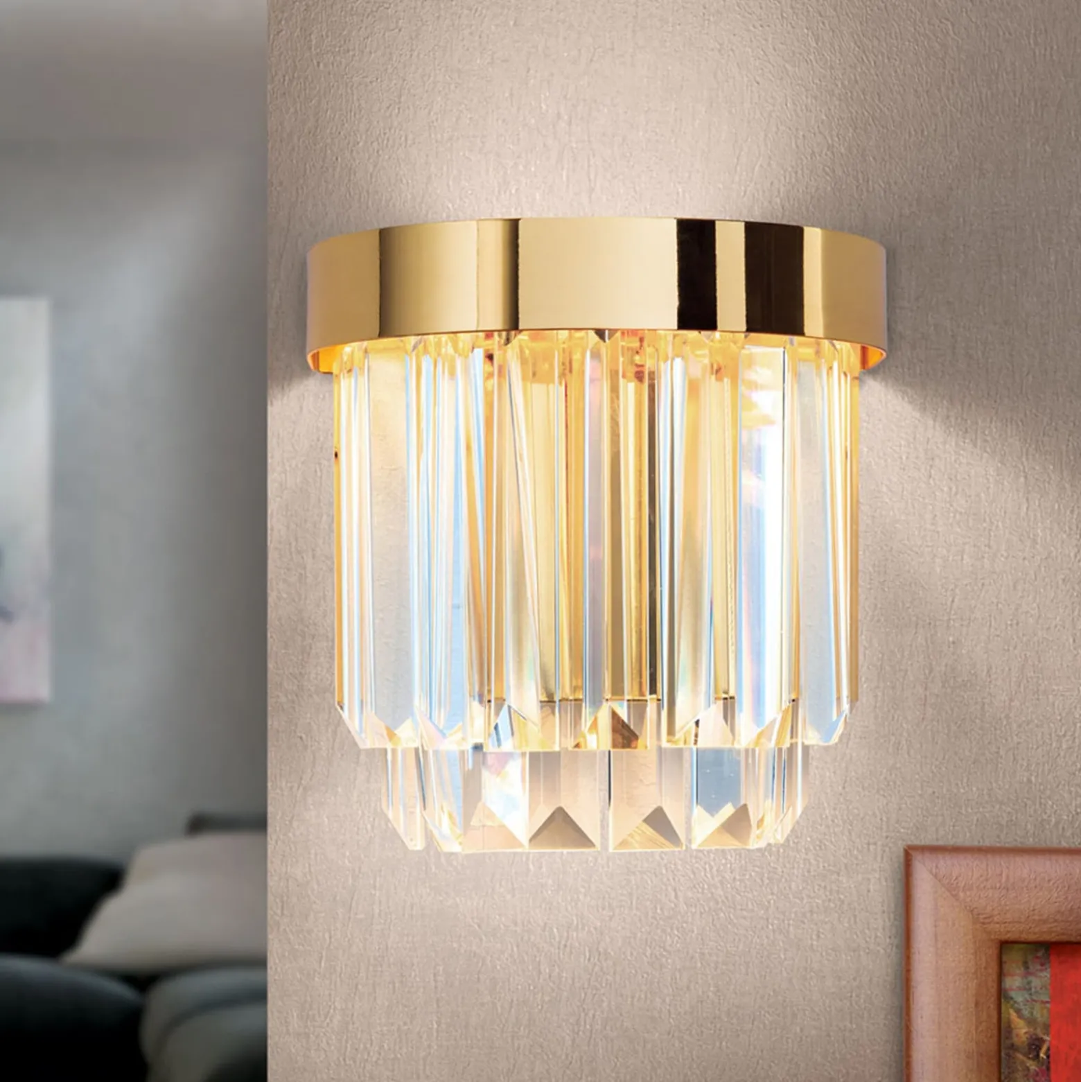 LED-seinävalaisin Prism, ylös- ja alasvalo, kulta