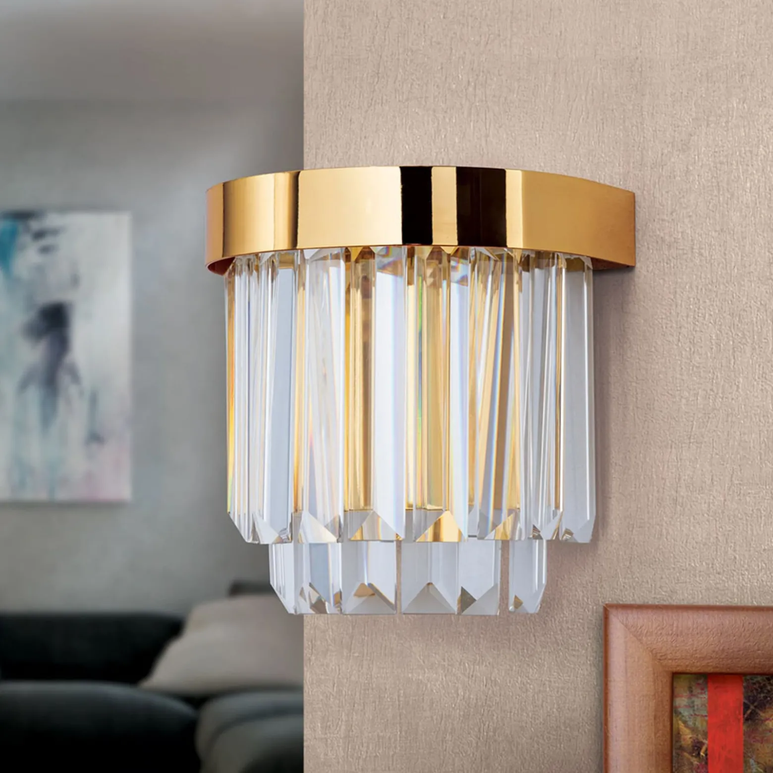 LED-seinävalaisin Prism, ylös- ja alasvalo, kulta