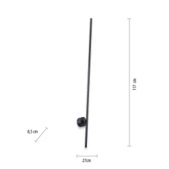 LED-seinävalaisin PURE Grafo, musta, korkeus 117 cm