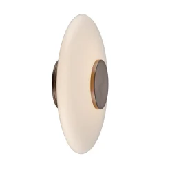 LED-seinävalaisin PURE Vitrum, ruskea/opaali, lasi/alumiini, halkaisija 22 cm