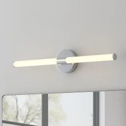 LED-seinävalaisin Ramola, kromivärinen, leveys 60 cm, IP44, CCT