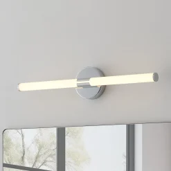 LED-seinävalaisin Ramola, kromivärinen, leveys 60 cm, IP44, CCT