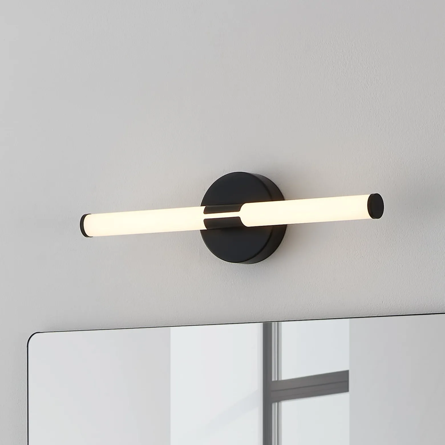 LED-seinävalaisin Ramola, musta, leveys 45 cm, IP44, CCT