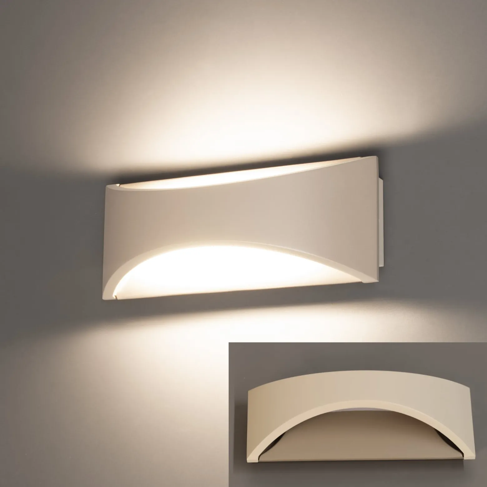 LED-seinävalaisin Rio, greige/hiekanvärinen, leveys 23 cm, metalli