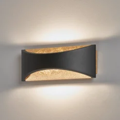 LED-seinävalaisin Rio, musta/lehtikulta, leveys 23 cm, metalli