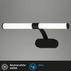 LED-seinävalaisin Runt IP44, varsi, 4 000 K, musta