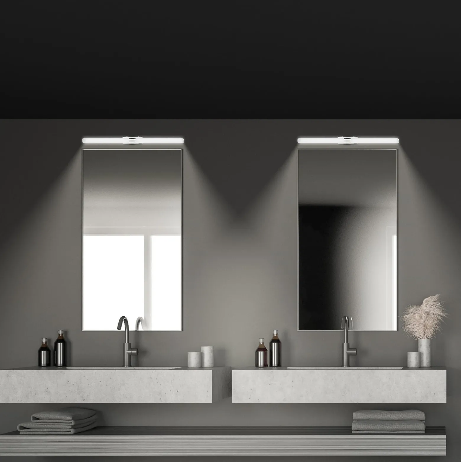LED-seinävalaisin Runt, pituus 60 cm, kromi, 4 000 K, IP44