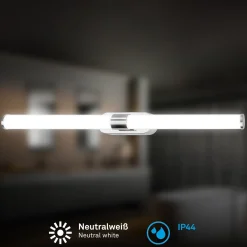 LED-seinävalaisin Runt, pituus 60 cm, kromi, 4 000 K, IP44