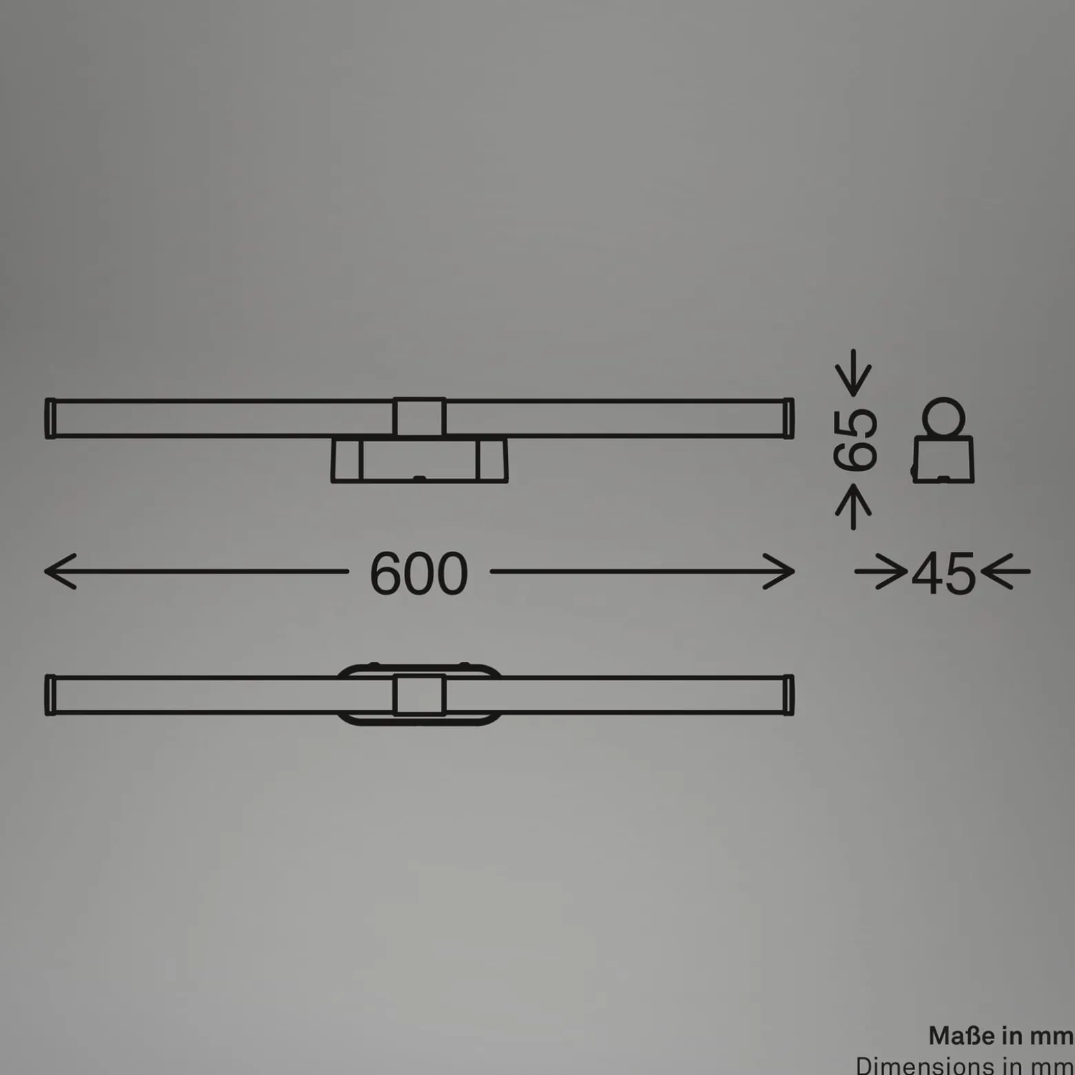 LED-seinävalaisin Runt, pituus 60 cm, kromi, 4 000 K, IP44