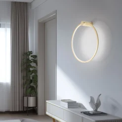 LED-seinävalaisin Saturno, kulta, Ø 50 cm, metalli, 4 000 K