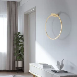 LED-seinävalaisin Saturno, kulta, Ø 50 cm, metalli, 4 000 K