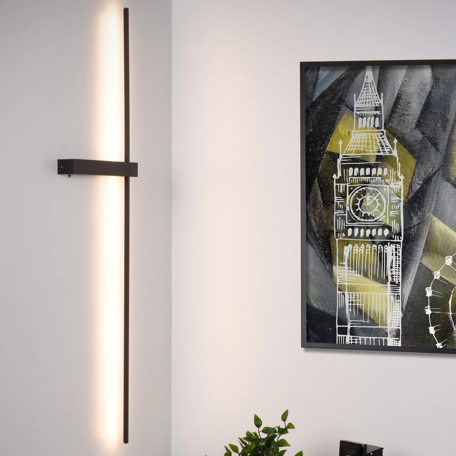 LED-seinävalaisin Segin, korkeus 90 cm, 10W, musta, alumiinia