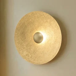 LED-seinävalaisin Sole M, halkaisija 65 cm, kullanvärinen, teräs, 3 000 K