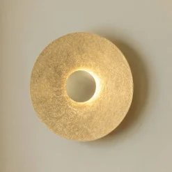 LED-seinävalaisin Sole S, halkaisija 44 cm, kullanvärinen, teräs, 3 000 K